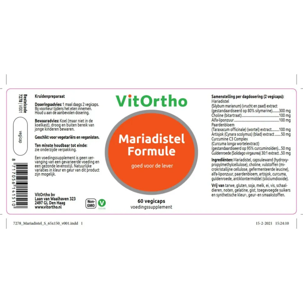 Vitortho Mariadistel Formule 60 vegacapsules