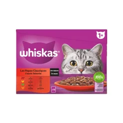 Whiskas 1+ Classic Selectie in Saus Maaltijdzakjes Multipack 12 x 85 gr