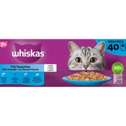 Whiskas 7+ Senior Kattenvoer Natvoer Vis Selectie in Gelei 40 x 85 gr