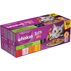Whiskas Adult 1+ Saus Selectie Van De Chef Maaltijdzakjes Kattenvoer Nat Multipack 60 x 85 gr