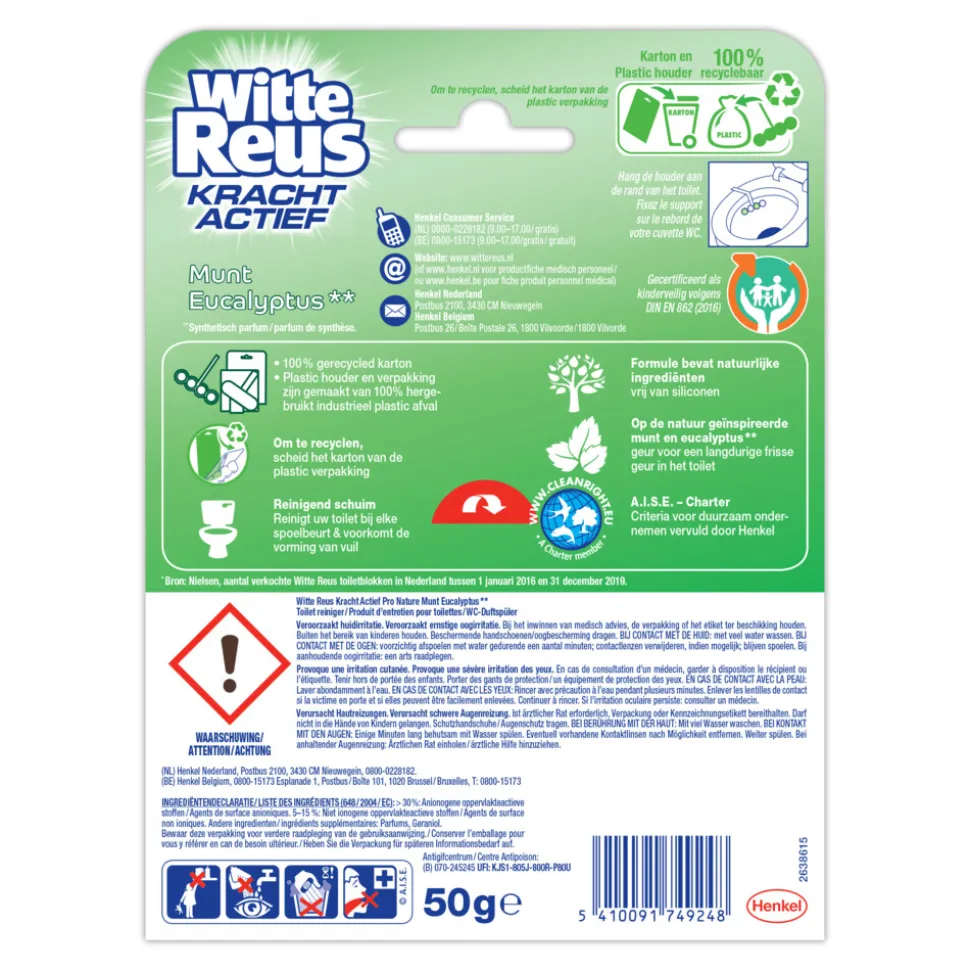 Witte Reus Toiletblok Kracht Actief Pro Nature Munt Eucalyptus