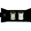 WoodWick Geurkaars Deluxe Geschenkset Medium Fireside en Linen 2 x 275 gr