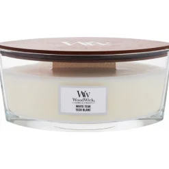 WoodWick Geurkaars Ellipse White Teak 454 gr