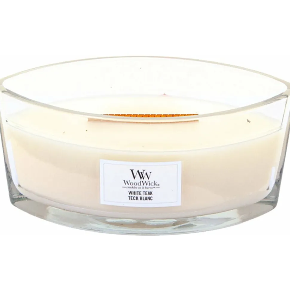 WoodWick Geurkaars Ellipse White Teak 454 gr