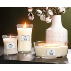 WoodWick Geurkaars Medium White Teak 275 gr