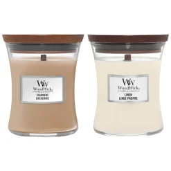WoodWick Medium Cashmere en Linen Pakket
