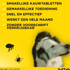 2x AdTab Anti Vlo en Teek Kauwtabletten Hond 1,3-2,5 kg 3 tabletten