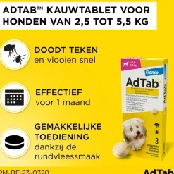 2x AdTab Anti Vlo en Teek Kauwtabletten Hond ><noscript><img width=
