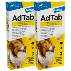 2x AdTab Anti Vlo en Teek Kauwtabletten Hond >22-45kg 3 tabletten