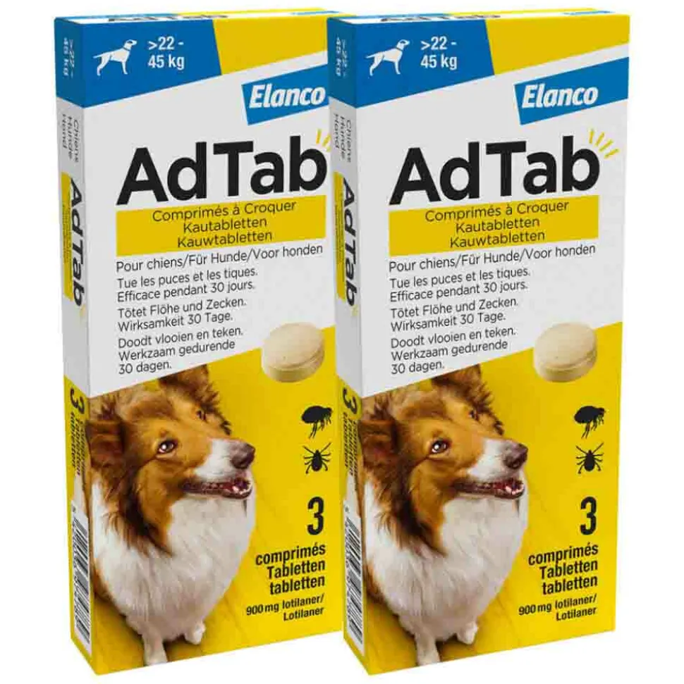 2x AdTab Anti Vlo en Teek Kauwtabletten Hond >22-45kg 3 tabletten