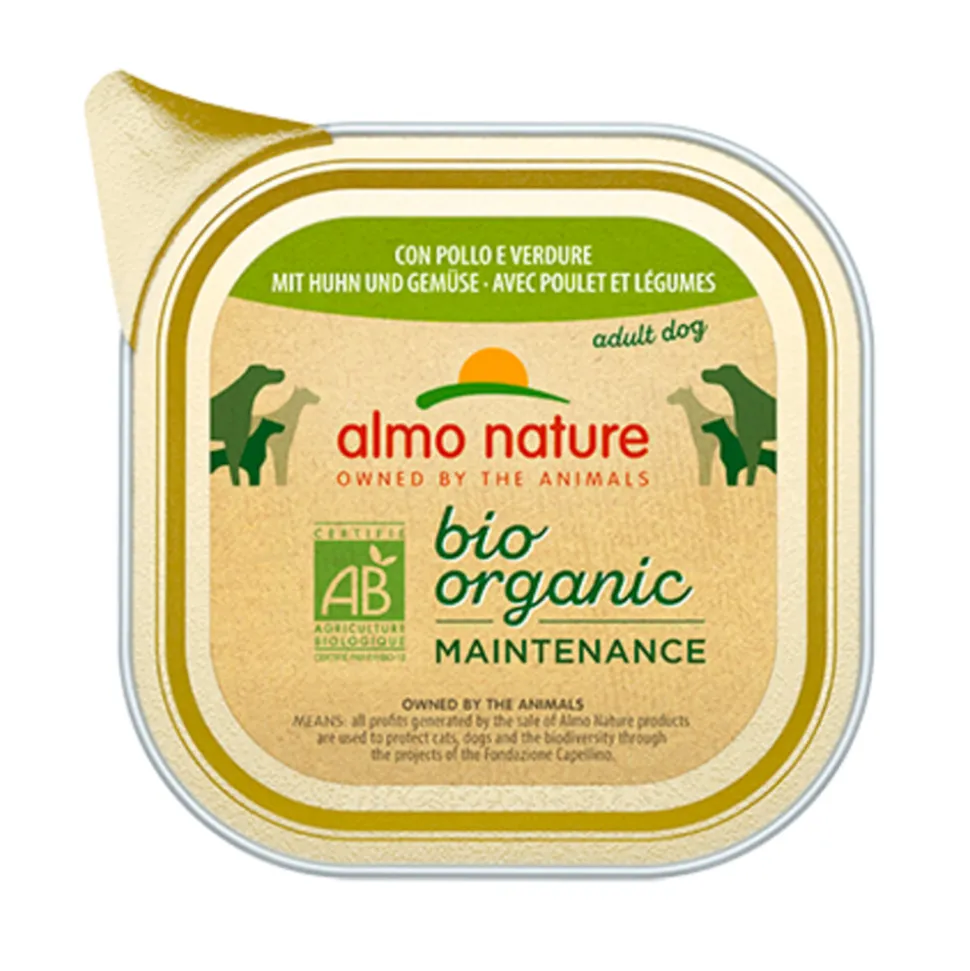 32x Almo Nature Bio Organic Maintenance Hondenvoer Kip & Groenten 100 gr