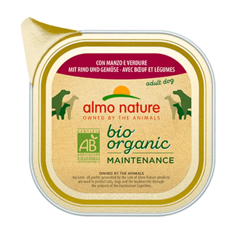 32x Almo Nature Bio Organic Maintenance Hondenvoer Rund & Groenten 100 gr