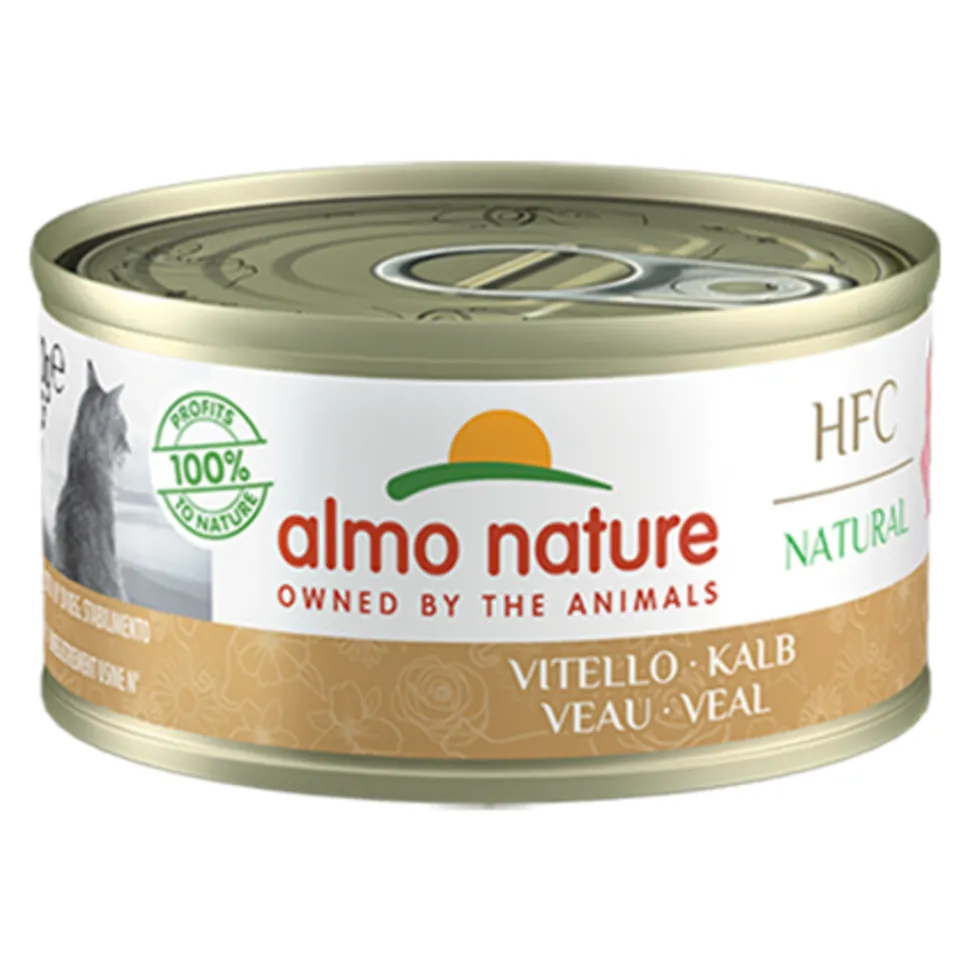 24x Almo Nature HFC Natural Kattenvoer Nat Blikje Kalfsvlees 70 gr