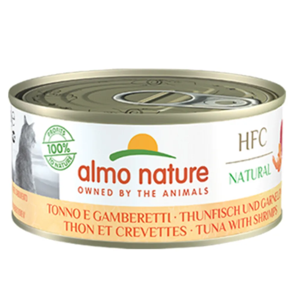 24x Almo Nature HFC Natural Kattenvoer Nat Blik Tonijn & Garnaal 150 gr