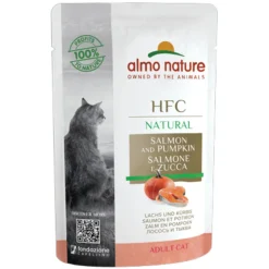 24x Almo Nature HFC Natural Kattenvoer Nat Maaltijdzakje Zalm & Pompoen 55 gr