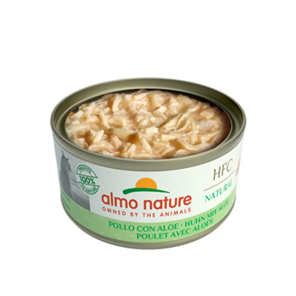 24x Almo Nature HFC Natural Kattenvoer Nat Blikje Kip met Aloë 70 gr