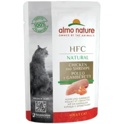 24x Almo Nature HFC Natural Kattenvoer Nat Maaltijdzakje Kip & Garnaal 55 gr