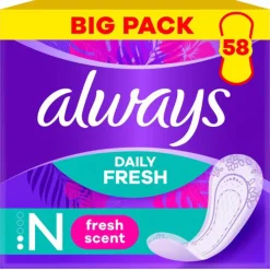 4x Always Inlegkruisjes Fresh & Protect Normal Fresh Big Pack 58 Stuks