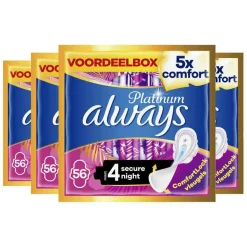 4x Always Maandverband Platinum Secure Night 56 stuks