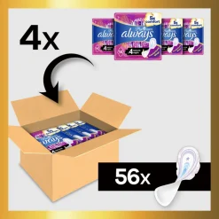4x Always Maandverband Platinum Secure Night 56 stuks
