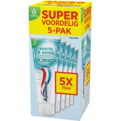 3x Aquafresh 5-pack Tandpasta White & Shine 5 x 75 ml