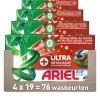 4x Ariel 4in1 Wasmiddel Pods Ultra Vlekverwijderaar 19 stuks