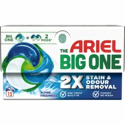 4x Ariel 3in1 Wasmiddel Pods The Big One Alpine 15 stuks