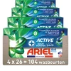 4x Ariel 4in1 Wasmiddel Pods Actieve Geurbestrijding 26 stuks
