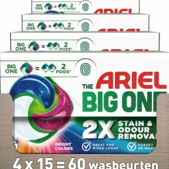 4x Ariel 3in1 Wasmiddel Pods The Big One Color 15 stuks
