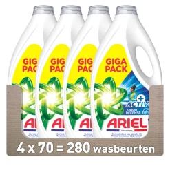 4x Ariel Vloeibaar Wasmiddel +Actieve Odor Defense 70 Wasbeurten 3,15 liter