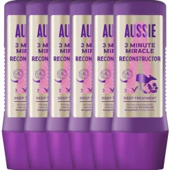 6x Aussie Haarmasker 3 Minute Miracle Reconstructor Intensieve Vegan Haarverzorging 225 ml