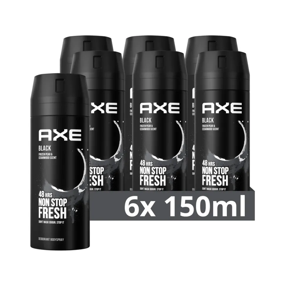 6x Axe Deodorant Bodyspray Black 150 ml