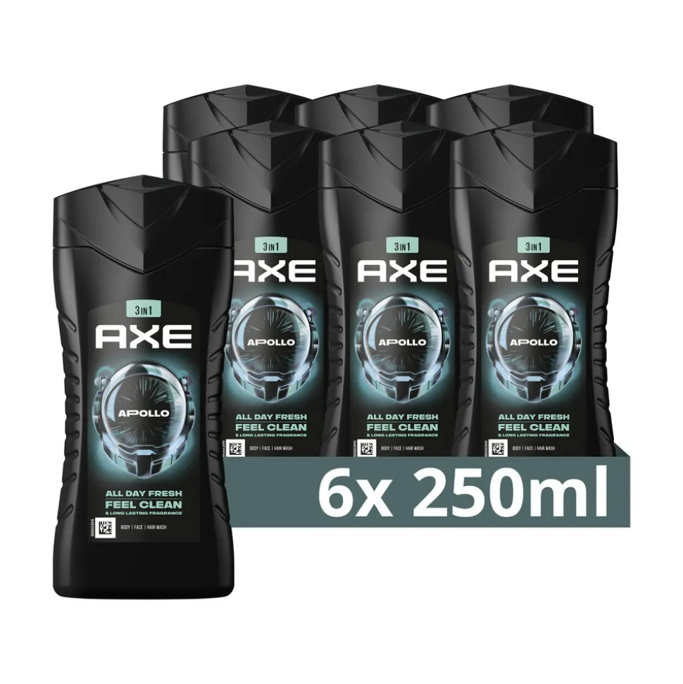 6x Axe 3-in-1 Douchegel Apollo 250 ml