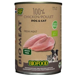 12x BF Petfood Biofood Organic Hond en Kat 100% Kip 400 gr