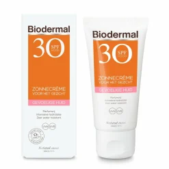 2x Biodermal Zonnecreme Gezicht Gevoelige Huid SPF 30 50 ml