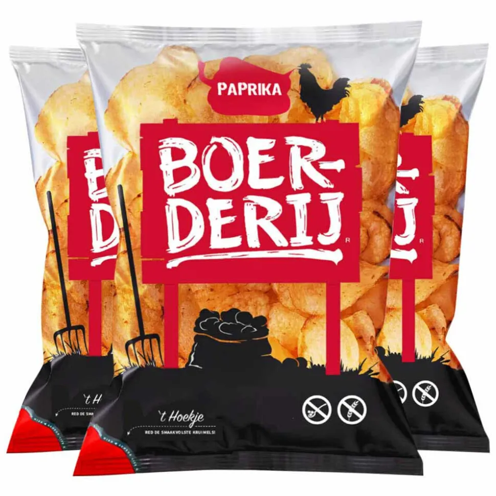3x Boerderij Chips Paprika 190 gr