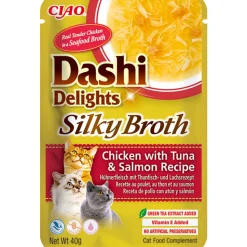 12x Ciao Dashi Delights Silky Broth Kattenvoer Nat Chicken & Tuna & Salmon 40 gr