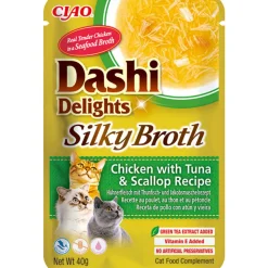 12x Ciao Dashi Delights Silky Broth Kattenvoer Nat Chicken & Tuna & Scallop 40 gr