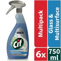 6x Cif Professional Glas -en Interieurreiniger Pro Formula 750 ml