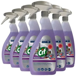 6x Cif Professional SafeGuard Desinfecterende Keuken Reiniger 2-in-1 Spray Pro Formula 750 ml