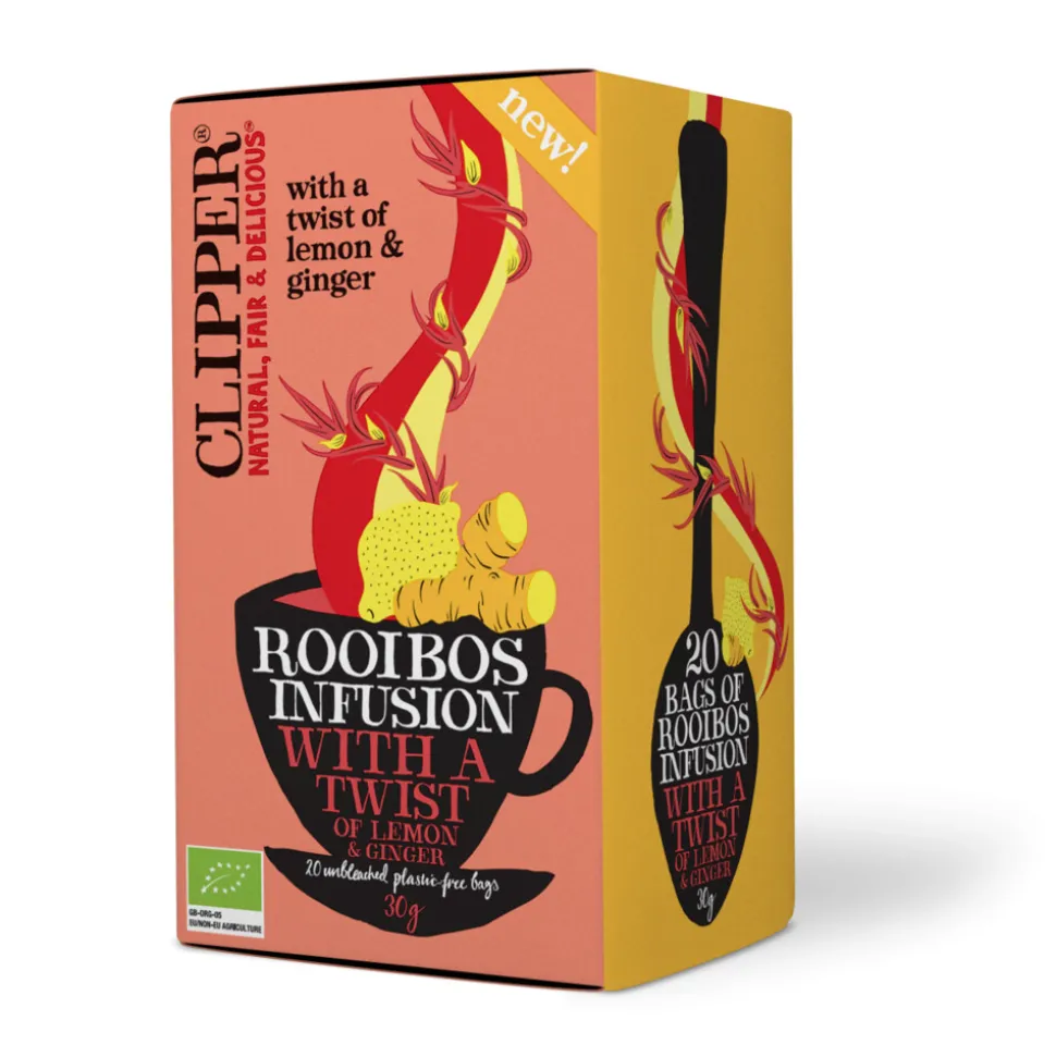 3x Clipper Thee Rooibos Twist Ginger Lemon 20 stuks