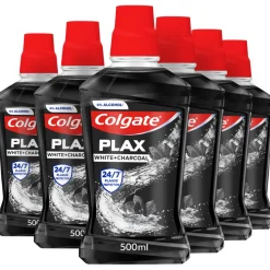 6x Colgate Mondwater Plax White + Charcoal 500 ml