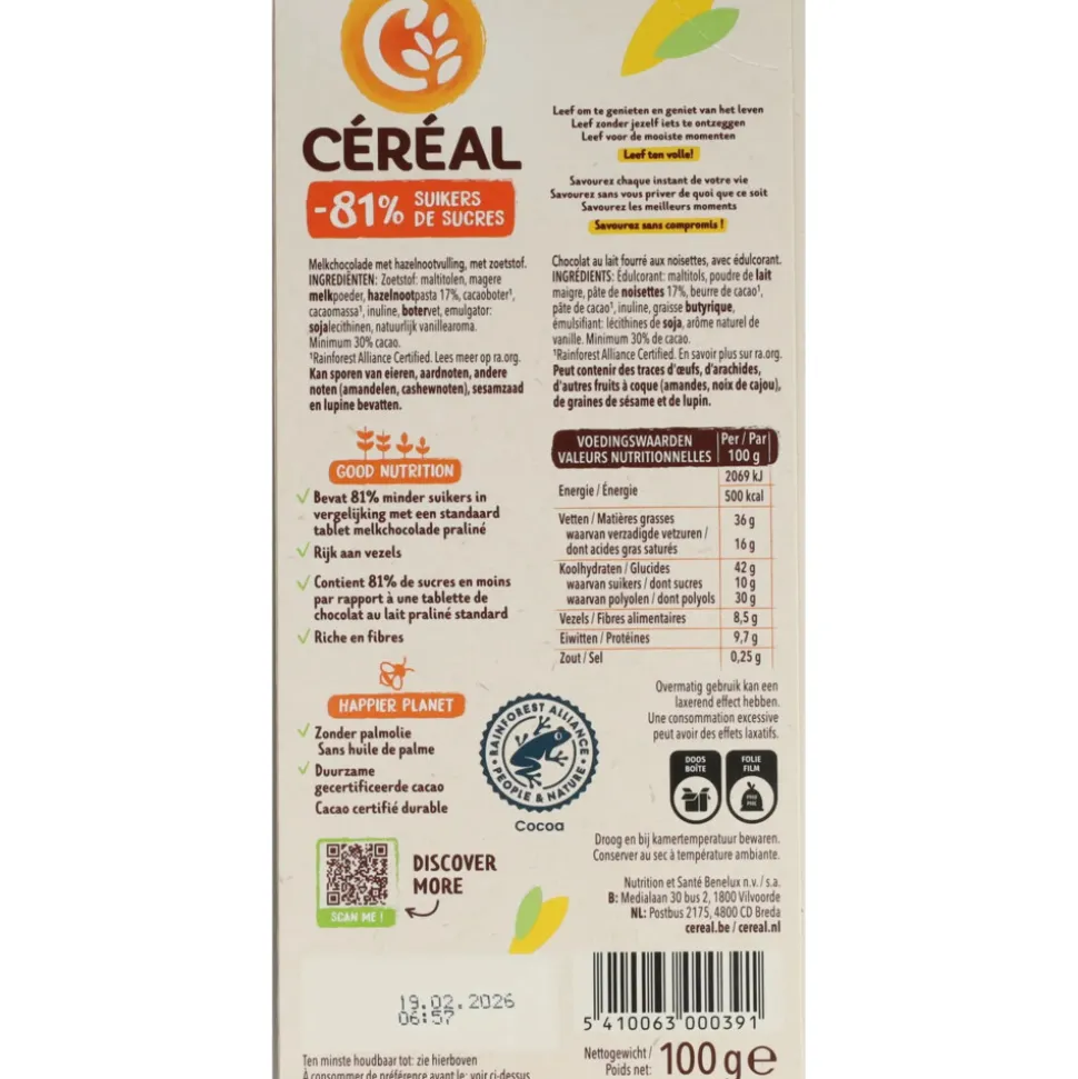 12x Céréal Chocoladetablet Praline 100 gr