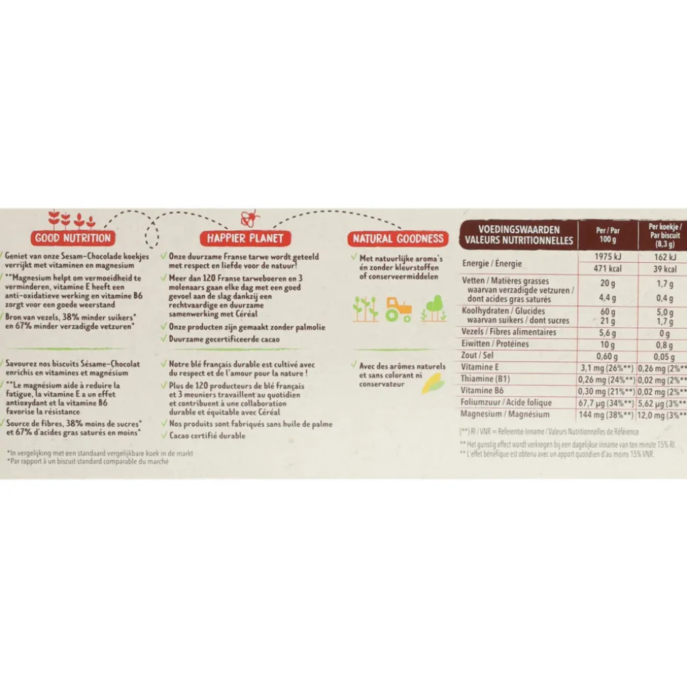 12x Céréal Koekjes Sesam Chocolade 200 gr