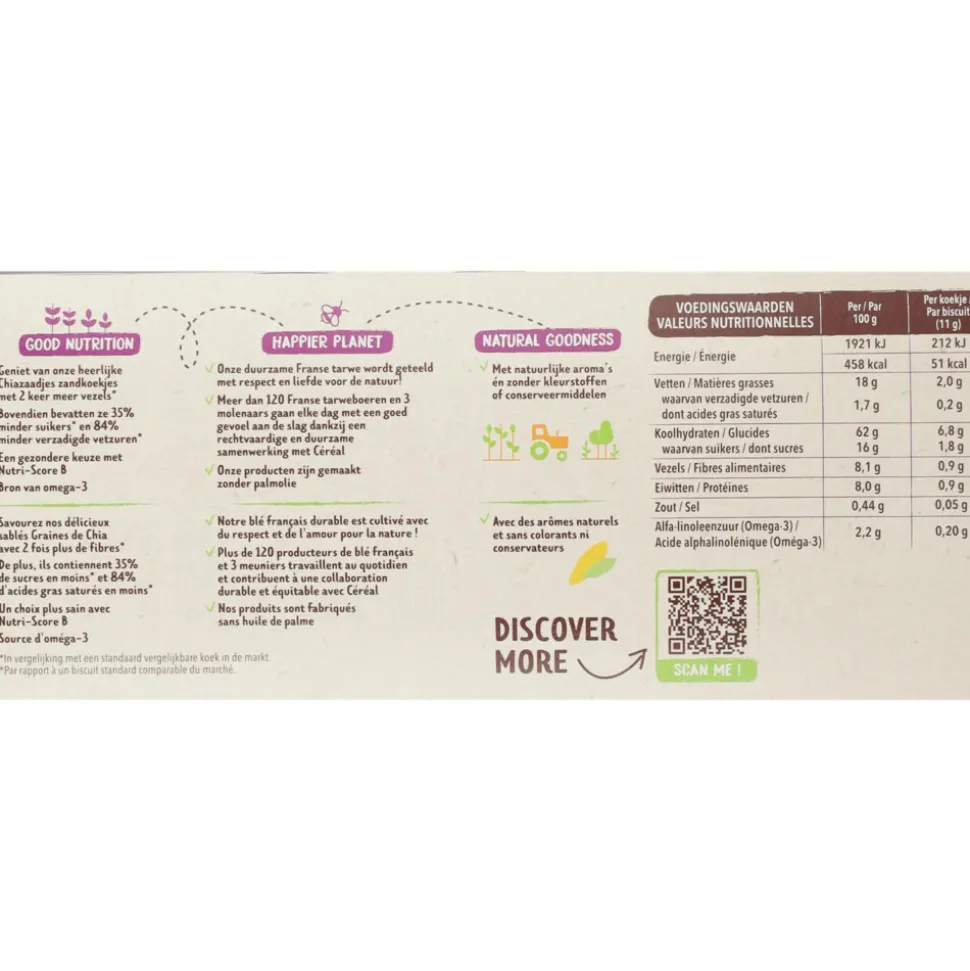 3x Céréal Zandkoekjes Chiazaadjes 132 gr