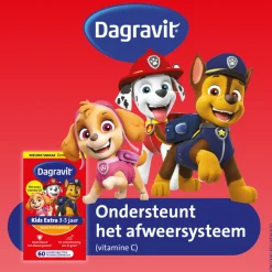 2x Dagravit Multivitamine Kids Extra 3-5 Jaar Paw Patrol 60 Kauwtabletten