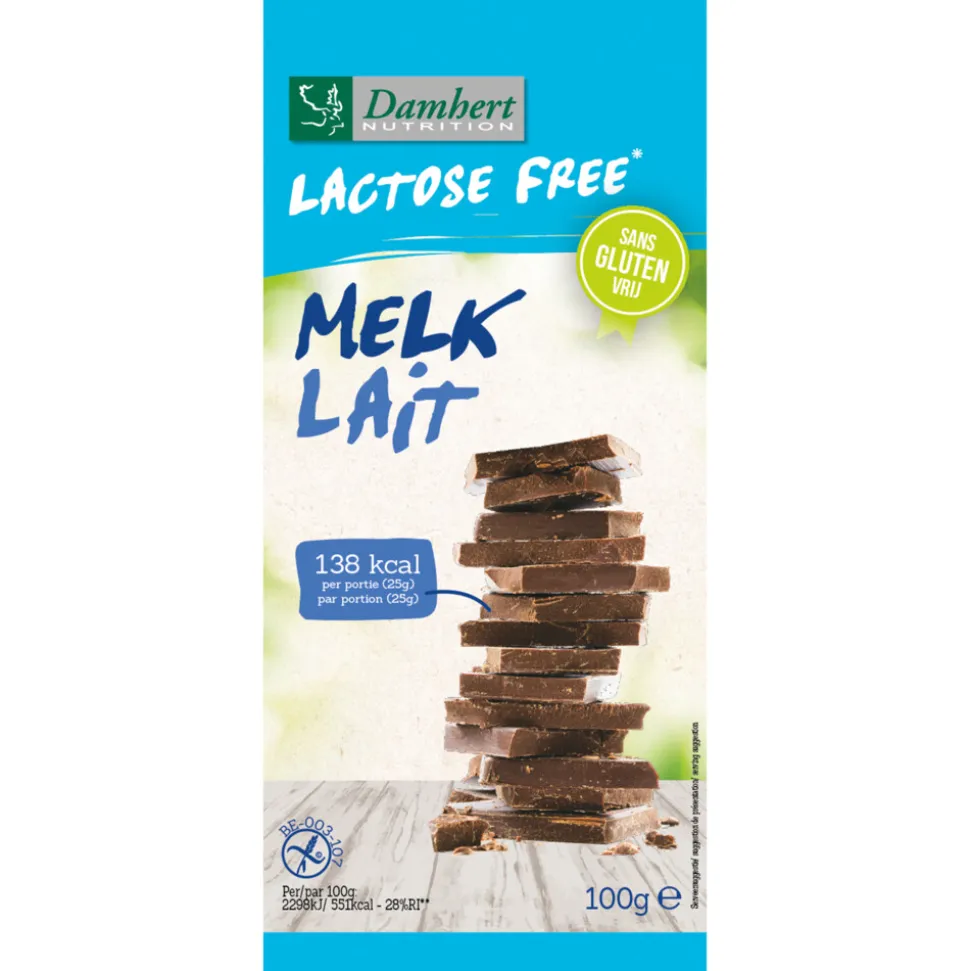 3x Damhert Chocoladereep Melk Glutenvrij en Lactosevrij 100 gr