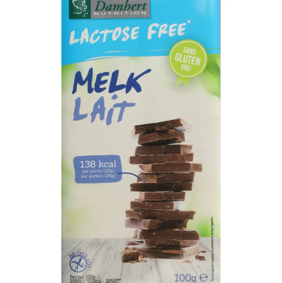 3x Damhert Chocoladereep Melk Glutenvrij en Lactosevrij 100 gr