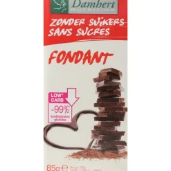 3x Damhert Chocoladetablet Fondant Zonder Suikers 85 gr