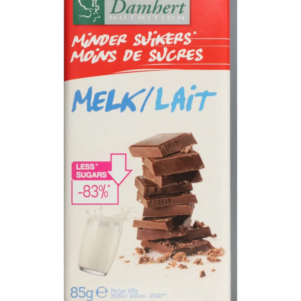 3x Damhert Chocoladetablet Melk Minder Suikers 85 gr